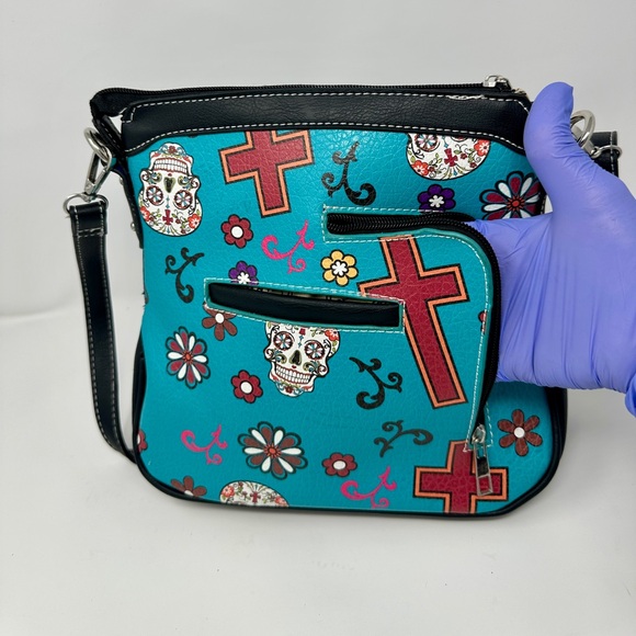 Concealed Carry‎ Bag: Sugar Skull Crossbody HandBag — Cowgirl Trendy - Picture 3 of 8